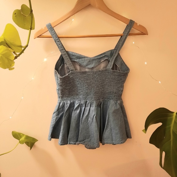 Denim Peplum Top - S - Picture 3 of 3